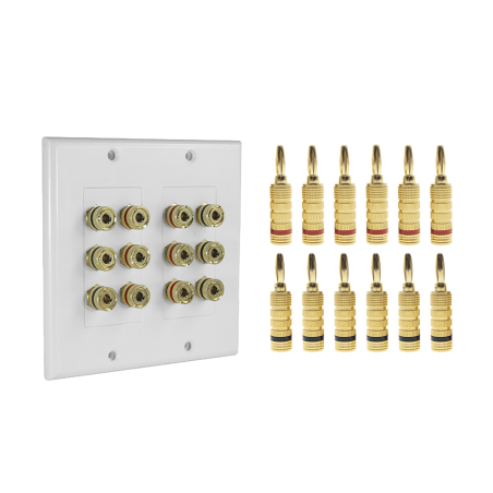 Kit 1 placa de pared + 6 pares conectores banana (rojo+negro), postes 
