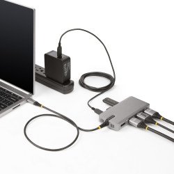 Adaptador Multipuertos USB-C para 3 Monitores, 4K 60Hz Doble + HDMI y DisplayPort 4K 30Hz, Hub USB de 3 Puertos, PD 100W, 3 Disp