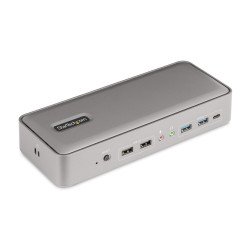 Docking Station KVM USB-C para Laptops, Replicador de Puertos USB Tipo C para 2 Monitores DisplayPort 4K 60Hz, Hub 5x USB, 2 Dis
