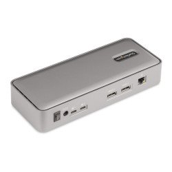 Docking Station KVM USB-C para Laptops, Replicador de Puertos USB Tipo C para 2 Monitores DisplayPort 4K 60Hz, Hub 5x USB, 2 Dis