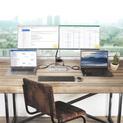 Docking Station KVM USB-C para Laptops, Replicador de Puertos USB Tipo C para 2 Monitores DisplayPort 4K 60Hz, Hub 5x USB, 2 Dis