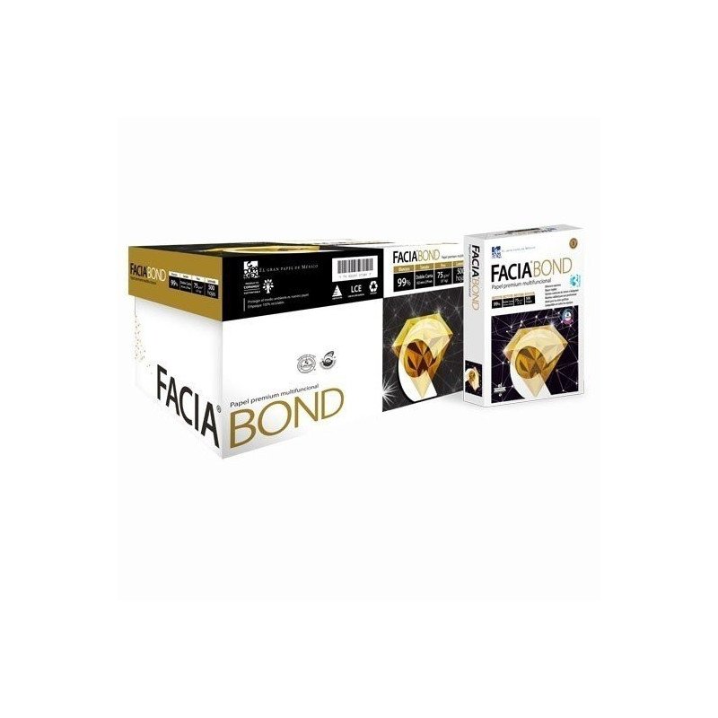 Papel facia blanco Tamaño doble carta 75 G. Caja con 2,500 hojas