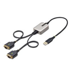 Cable Adaptador USB a Serial de 2 Puertos, 60cm, Retención COM, FTDI, Conversor USB a DB9 RS232 Serial, Cable for Computado