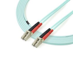 Cable de 3m de Fibra Óptica Multimodo LC/UPC a LC/UPC OM4, 50/125µm, LOMMF/VCSEL, 100G, LSZH, Baja Pérdida de Inserción, Extremo