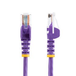 Cable de Red de 10m Púrpura Cat5e Ethernet RJ45 sin Enganches, Extremo Secundario: 1 x RJ-45 Network, Male, Cable de conexión, O