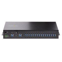 Hub USB 3.0 16 Puertos Industrial, Montaje en Rack/Superficie/DIN, Carga Compartida 120W, ESD, Bloque de Terminal, 16 Total USB