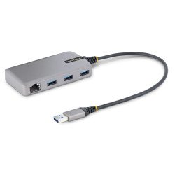 Hub USB de 3 Puertos USBA, USB 3.0 de 5Gbps, Concentrador USB de 3 Puertos USB-A, USB Portátil, Red Ethernet RJ45, Soporte