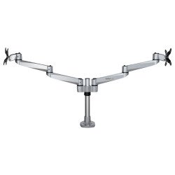 Brazo Articulado Prémium para Dos Monitores de hasta 30", Soporte VESA de Altura Ajustable, Montaje Mordaza/Grommet, Plata, 2 Pa