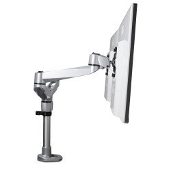 Brazo Articulado Prémium para Dos Monitores de hasta 30", Soporte VESA de Altura Ajustable, Montaje Mordaza/Grommet, Plata, 2 Pa