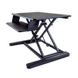 Estación de Trabajo de Pie y Sentado para 2 Monitores de hasta 24" o 1 Monitor de 30", Escritorio Ergonómico Ajustable