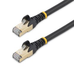 Cable de 6m CAT6a Ethernet Negro, Cable de red 10Gb Cat6a Snagless Blindado RJ45 PoE de 100W, 10GbE con Certificación UL/TIA, Ex