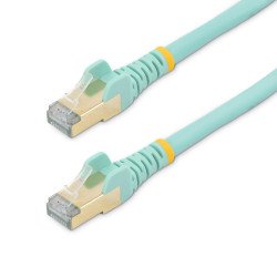 Cable de 1m CAT6a Ethernet Aguamarina, Cable de red 10Gb Cat6a Snagless Blindado RJ45 PoE de 100W, 10GbE con Certificación UL/TI