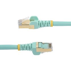 Cable de 1m CAT6a Ethernet Aguamarina, Cable de red 10Gb Cat6a Snagless Blindado RJ45 PoE de 100W, 10GbE con Certificación UL/TI