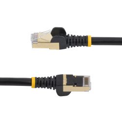 Cable de 1m CAT6a Ethernet Negro, Cable de red 10Gb Cat6a Snagless Blindado RJ45 PoE de 100W, 10GbE con Certificación UL/TIA, Ex