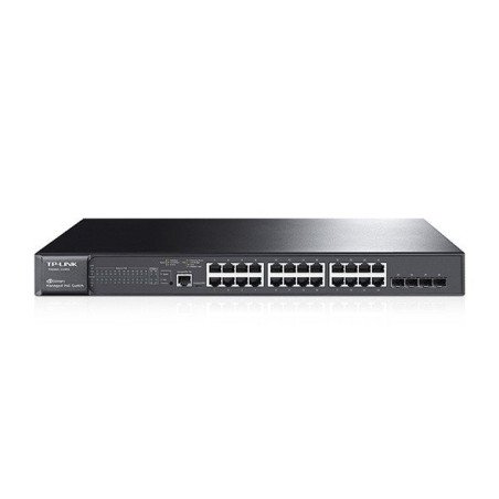 Switch inteligente TP-Link administrable 24 puertos PoE RJ45 10/100/1000mbps + 4 SFP combo gigabit l2 JetStream