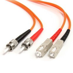 Cable de 1m de Fibra Óptica Multimodo Dúplex 62.5/125 LSZH ST/SC, Adaptador de ST a SC, Extremo Secundario: 2 x SC Network, Male
