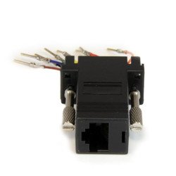 Adaptador Conversor Modular Serie de DB9 a RJ45, Macho a Hembra, 1 x RJ-45 Network Female, Negro