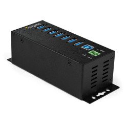 Concentrador Industrial USB 3.0 de 7 Puertos, 5Gbps, Adaptador de Alimentación, Protección de Descargas de 350W & ESD, Soporte U