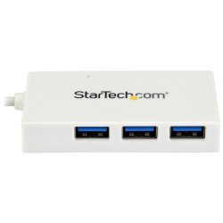 Hub Concentrador USB 3.0 de 4 Puertos, 5Gbps, USB-C a 1x USB Tipo C y 3x USB-A, Blanco, 4 Total USB Port(s), 4 USB 3.0 Port