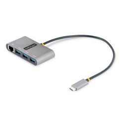 Hub Adaptador USB-C con Ethernet de 3 Puertos USB-A, Red Gigabit, USB 3.0 5Gbps, Concentrador USB Tipo C a USB A, Soporte UASP,