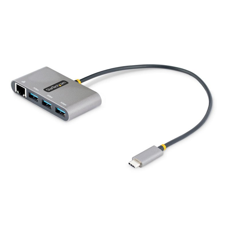 Hub Adaptador USB-C con Ethernet de 3 Puertos USB-A, Red Gigabit, USB 3.0 5Gbps, Concentrador USB Tipo C a USB A, Soporte UASP,