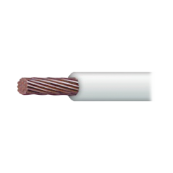 Cable 8 AWG color blanco, Conductor de cobre suave cableado. Aislamiento de PVC, autoextinguible. BOBINA 100 MTS