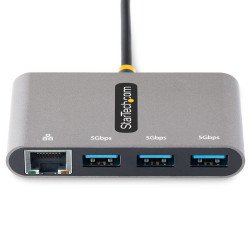 Hub Adaptador USB-C con Ethernet de 3 Puertos USB-A, Red Gigabit, USB 3.0 5Gbps, Concentrador USB Tipo C a USB A, Soporte UASP,