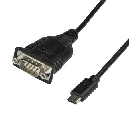 Cable Adaptador USB Tipo C a Serial DB9 RS232 con Retención de Puertos COM de 40cm, USBC a Serial, para Windows Mac y Linux, 1 x
