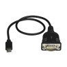Cable Adaptador USB Tipo C a Serial DB9 RS232 con Retención de Puertos COM de 40cm, USBC a Serial, para Windows Mac y Linux, 1 x