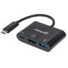 Convertidor Manhattan video USB-c macho a HDMI-h + USB3 + USB-c color 