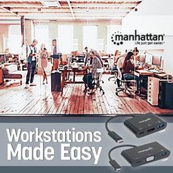 Convertidor Manhattan video USB-c macho a HDMI-h + USB3 + USB-c color 