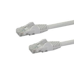 Cable de Red de 30cm Blanco Cat6 UTP Ethernet Gigabit RJ45 sin Enganches, Extremo Secundario: 1 x RJ-45 Network, Male, 10Gbit/s,