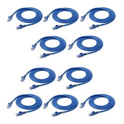 Cable de Red RJ45 Categoría 6 Azul de 1.5m, Paquete de 10 Unidades, con Conectores Sin Enganches, 24 AWG, Extremo Secundario: 1