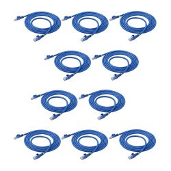 Cable de Red RJ45 Categoría 6 Azul de 2.1m, Paquete de 10 Unidades, con Conectores Sin Enganches, 24 AWG, Extremo Secundario: 1