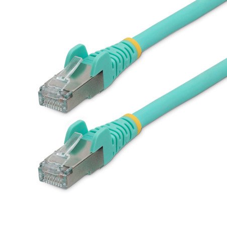 Cable de 0.9m de Red Ethernet CAT6a, Aguamarina, LSZH, 10Gb, 500MHz, PoE++ de 100W, Snagless sin Pestillo, RJ-45 S/FTP, Extremo