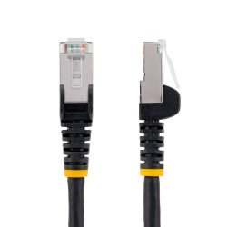 Cable de 4.5m de Red Ethernet CAT6a, Negro, LSZH, 10Gb, 500MHz, PoE++ de 100W, Snagless sin Pestillo, RJ-45, S/FTP, Extremo Secu