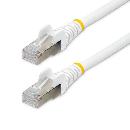 Cable de 3m de Red Ethernet CAT6a, Blanco, LSZH, 10Gb, 500MHz, PoE++ de 100W, Snagless sin Pestillo, RJ-45, S/FTP, Extremo Secun