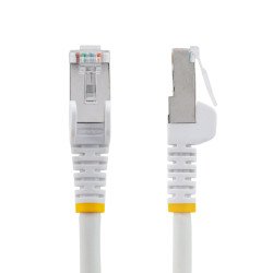 Cable de 3m de Red Ethernet CAT6a, Blanco, LSZH, 10Gb, 500MHz, PoE++ de 100W, Snagless sin Pestillo, RJ-45, S/FTP, Extremo Secun