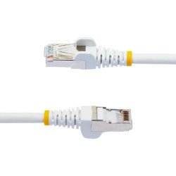 Cable de 3m de Red Ethernet CAT6a, Blanco, LSZH, 10Gb, 500MHz, PoE++ de 100W, Snagless sin Pestillo, RJ-45, S/FTP, Extremo Secun