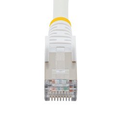 Cable de 3m de Red Ethernet CAT6a, Blanco, LSZH, 10Gb, 500MHz, PoE++ de 100W, Snagless sin Pestillo, RJ-45, S/FTP, Extremo Secun