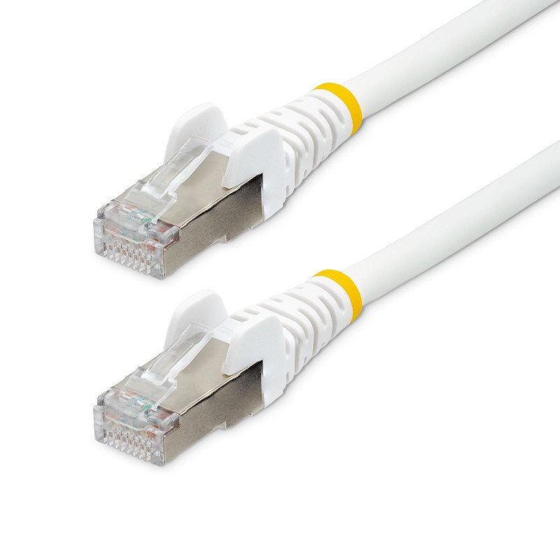 Cable de 1.8m de Red Ethernet CAT6a, Blanco, LSZH, 10Gb, 500MHz, PoE++ de 100W, Snagless sin Pestillo, RJ-45, S/FTP, Extremo Sec