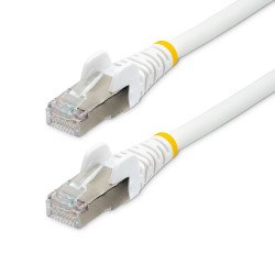Cable de 2.1m de Red Ethernet CAT6a, Blanco, LSZH, 10Gb, 500MHz, PoE++ de 100W, Snagless sin Pestillo, RJ-45, S/FTP, Extremo Sec
