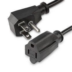 Cable de 0.45m de Extensión de Alimentación de Computadora, Plano NEMA 5-15P a NEMA 5-15R, Extensión de Toma, UL, Para Computad