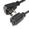 Cable de 0.45m de Extensión de Alimentación de Computadora, Plano NEMA 5-15P a NEMA 5-15R, Extensión de Toma, UL, Para Computad