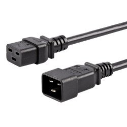 Cable de 3m de Extensión de Alimentación, Cable de Extensión IEC 320 C19 a IEC 320 C20 Negro, 15A 250V, 14AWG, Alargador