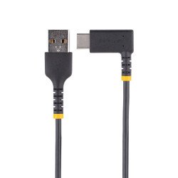 Cable 15cm USB A a USB C Acodado en Ángulo Recto, Cable USB-C de Carga Rápida de Alta Resistencia, USB 2.0 A a USB Tipo-C