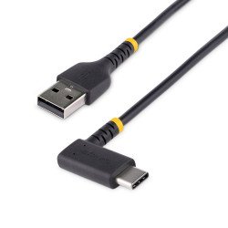 Cable 30cm USB A a USB C Acodado en Ángulo Recto, Cable USB-C de Carga Rápida de Alta Resistencia, USB 2.0 A a USB Tipo-C, Extre