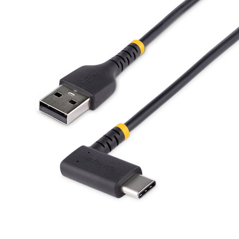 Cable 30cm USB A a USB C Acodado en Ángulo Recto, Cable USB-C de Carga Rápida de Alta Resistencia, USB 2.0 A a USB Tipo-C