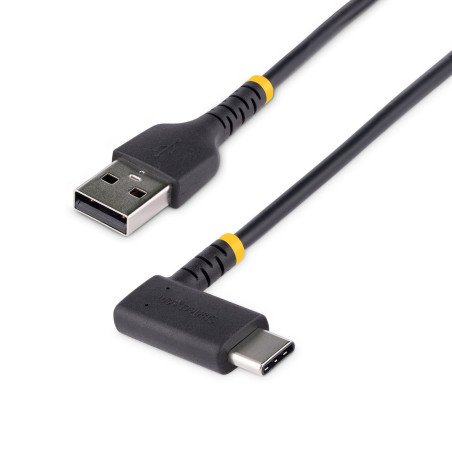 Cable 30cm USB A a USB C Acodado en Ángulo Recto, Cable USB-C de Carga Rápida de Alta Resistencia, USB 2.0 A a USB Tipo-C