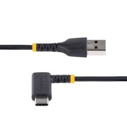 Cable 30cm USB A a USB C Acodado en Ángulo Recto, Cable USB-C de Carga Rápida de Alta Resistencia, USB 2.0 A a USB Tipo-C